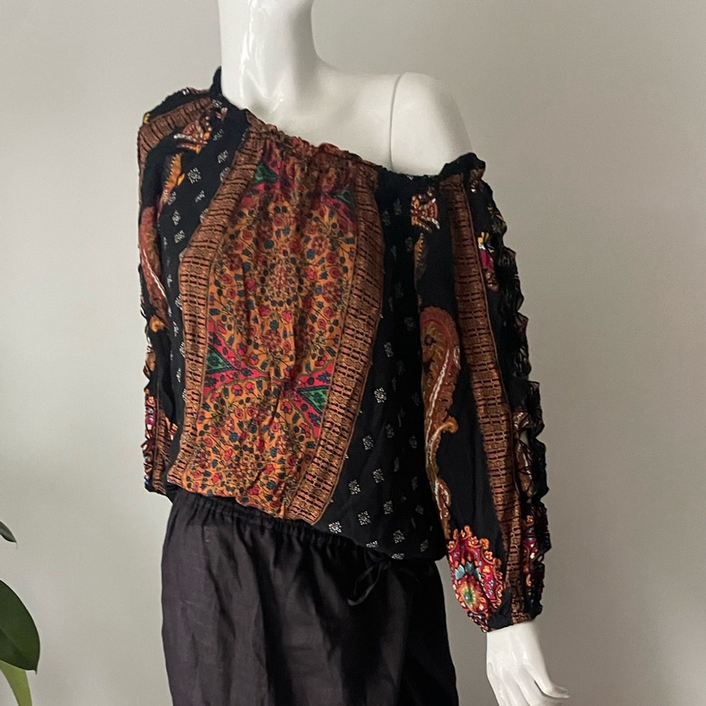 Desigual Boho Patchwork Off-Shoulder Top – Size M - image 3